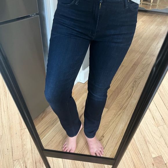 MOTHER Women's Straight Leg Jeans - Dark Blue - Picture 4 of 14